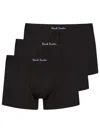 Paul Smith Black Long Plain Boxer Briefs Three Pack In Black