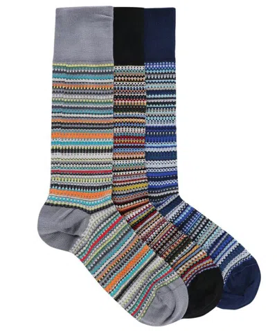 PAUL SMITH 3 PACK PIQUE SIGNATURE STRIPE SOCKS TRI COLOUR
