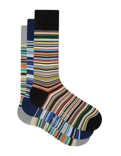 PAUL SMITH 3 PACK SIGNATURE STRIPE SOCKS TRI COLOUR