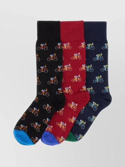 Paul Smith 3-pack Socks Bicycle Pattern In Multi