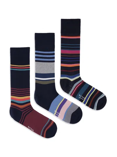 Paul Smith 3-pack Socks "navy" In Multi