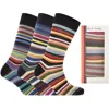 Paul Smith Mix Stripe Socks Three Pack Multicolour In Blue