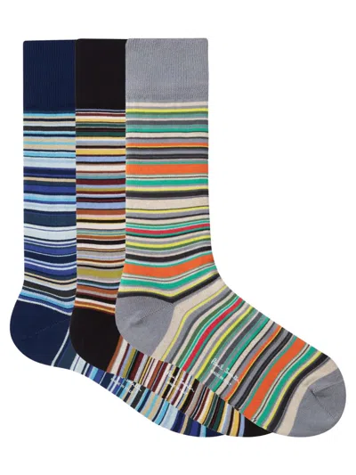 Paul Smith 3-pack Striped Socks In Multi