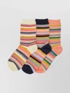 Paul Smith 3 Pairs Of Ankle Length Striped Socks In Multi