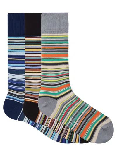 Paul Smith 3-pack Striped Socks For Men In Multicolour