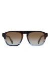 Paul Smith 54mm Modified Rectangular Sunglasses In Havana/striped Blue