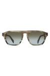 Paul Smith 54mm Modified Rectangular Sunglasses In Khaki/striped Green