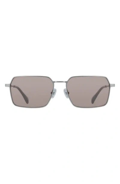 Paul Smith 58mm Modified Rectangular Sunglasses In Matte Silver/brown