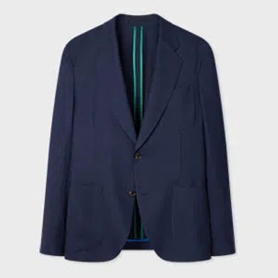 PAUL SMITH A SUIT TO TRAVEL IN - DARK BLUE MARL WOOL PATCH-POCKET BLAZER