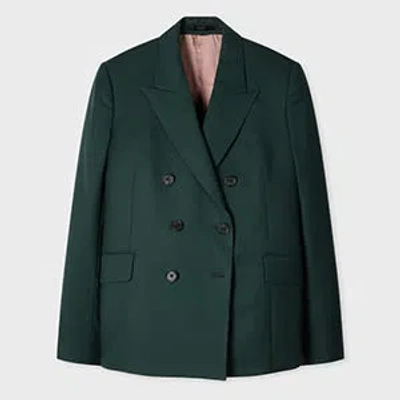 Paul Smith A Suit To Travel In - Women's Dark Green Wool Double-breasted Blazer