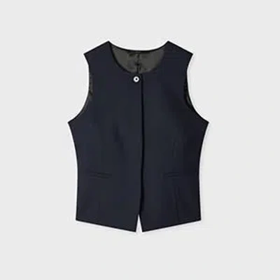 Paul Smith A Suit To Travel In - Women's Navy Wool Asymmetric Waistcoat Blue