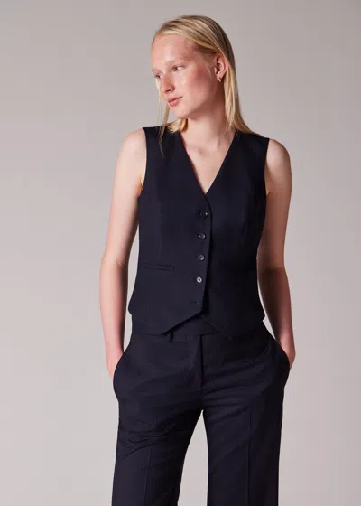 Paul Smith A Suit To Travel In - Women's Navy Wool Travel Waistcoat Blue