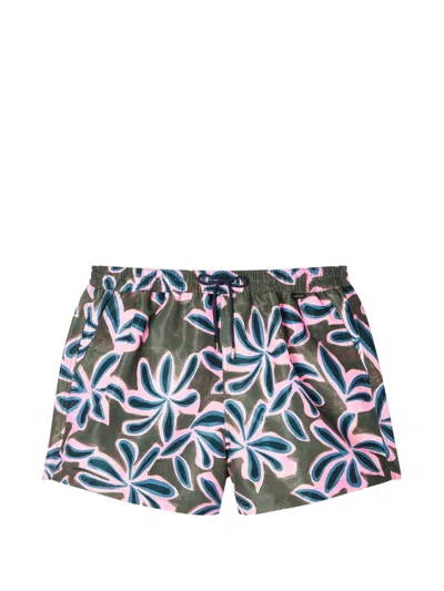 Paul Smith Abstract Palm Swim Shorts In Multi
