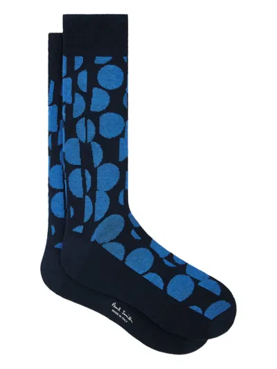 Paul Smith Abstract-pattern Cotton Socks In Blue