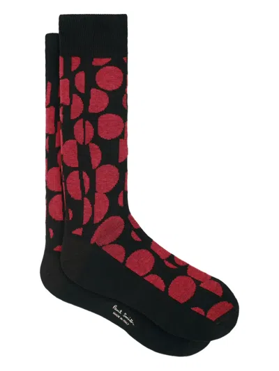 Paul Smith Abstract-pattern Socks In Black