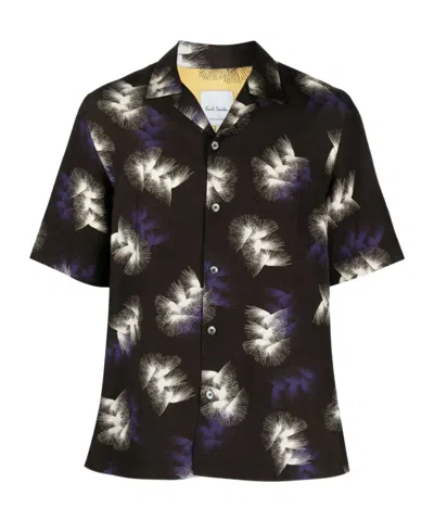 Paul Smith Abstract-print Camp-collar Shirt In Black