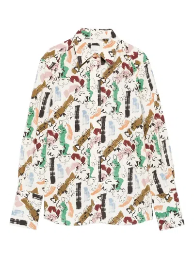 Paul Smith Abstract-print Cotton Shirt In Multi