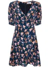 Paul Smith Abstract Print V-neck Mini Dress In Very Dark Navy