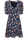 Paul Smith Abstract Print V-neck Mini Dress In Very Dark Navy