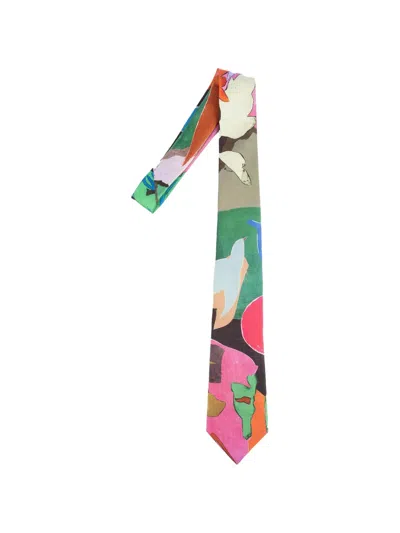 Paul Smith Narrow Neckwear And Bow Tie Pointed Tip In Multi