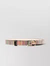 Paul Smith Adjustable Striped Leather Belt With Gold Hardware In Pink