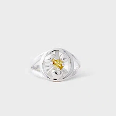 Paul Smith Alec Doherty For  - Yellow Sapphire Round One Ring In Silver
