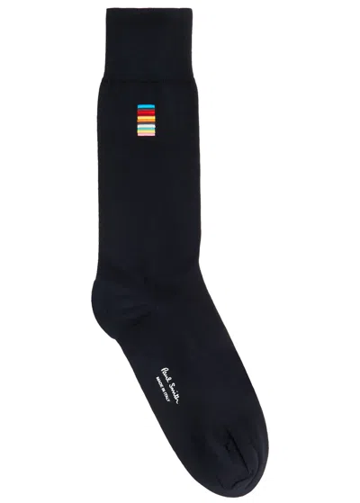 Paul Smith Alfie Embroidered Cotton-blend Socks In Navy