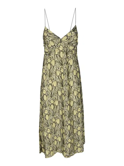 Paul Smith All-over Floral Print V-neck Dress In Yellow