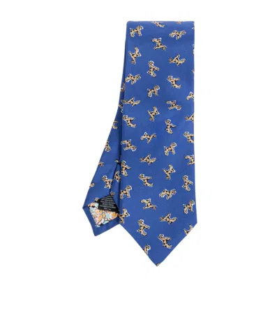 Paul Smith All-over Dog Motif Tie In Blue