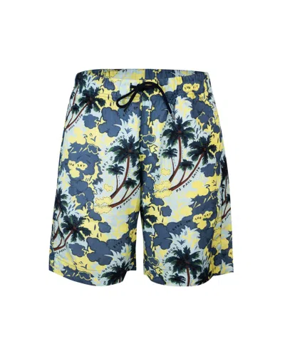 Paul Smith Allover Graphic Printed Drawstring Shorts In Blue