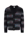 Paul Smith Multicoloured Striped Cardigan With V-neckline And Button-down Front In Multi
