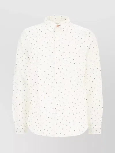 Paul Smith Alphabet Print Button-down Collar Shirt In White