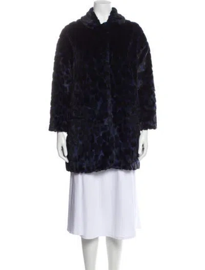 Pre-owned Paul Smith Animal Print Faux Fur Coat In Blue