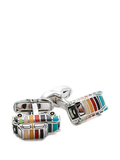 Paul Smith Artist-stripe Car Cufflinks In Metallic