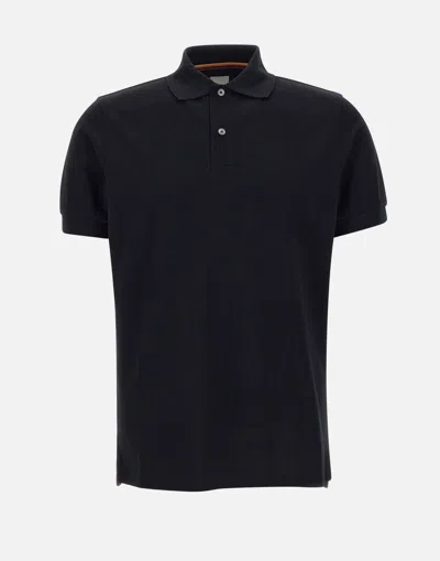Paul Smith Artist Stripe Cotton Piquet Polo In Black