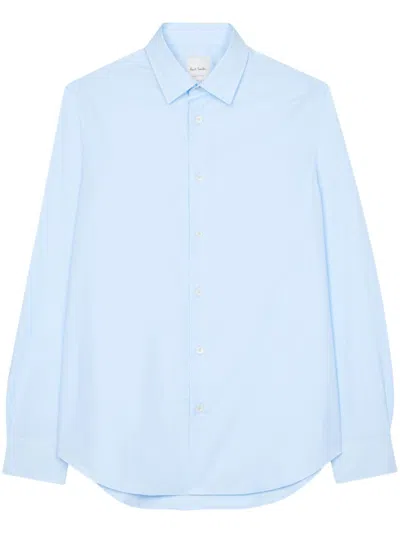 Paul Smith Artist Stripe-cuff Cotton Shirt In Blue