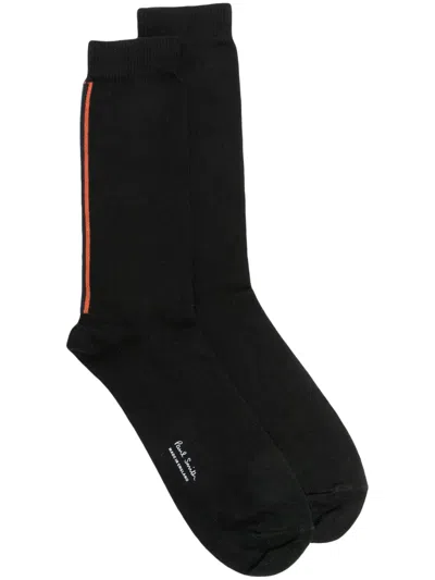 Paul Smith Artist Stripe-detail Cotton Socks In Black