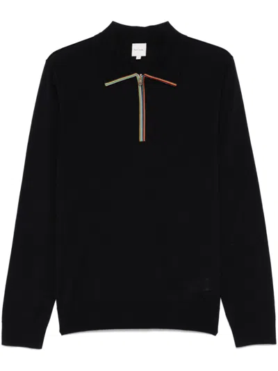 Paul Smith Artist-stripe Detailed Polo Shirt In Blue
