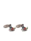 Paul Smith Artist Stripe Dog Cufflinks In Silver