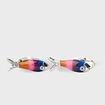 Paul Smith 'artist Stripe Fish' Cufflinks Multicolour In Red