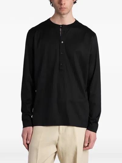 Paul Smith Artist Stripe Henley Sweater In Black