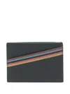 Paul Smith Artist-stripe Leather Cardholder In Blue