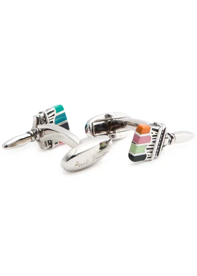 Paul Smith Artist Stripe Paintbrush Cufflinks In Multicoloured