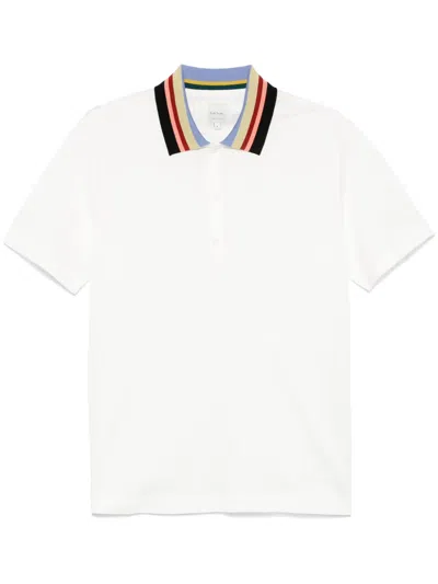 Paul Smith Artist-stripe Polo Shirt In White