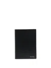 Paul Smith Artist Stripe-print Leather Cardholder In Black