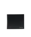 Paul Smith Black Leather Wallet With Signature Stripe Pattern In Black