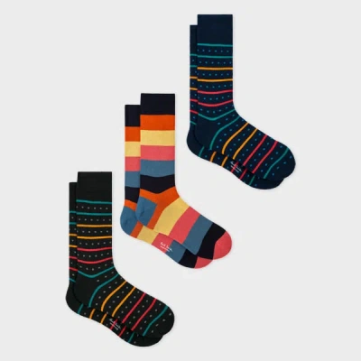 Paul Smith 'artist Stripe' Socks Three Pack Multicolour