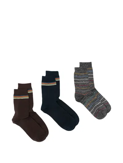 Paul Smith Artist Stripe Three-pack Socks In Multi