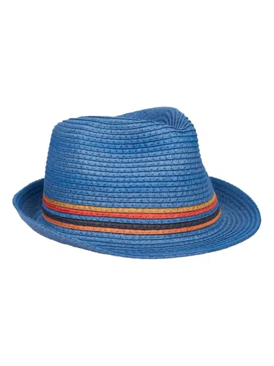 Paul Smith Artist Stripe Trilby Hat In Blue