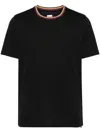 Paul Smith Stripes Logo Collar T-shirt In Black